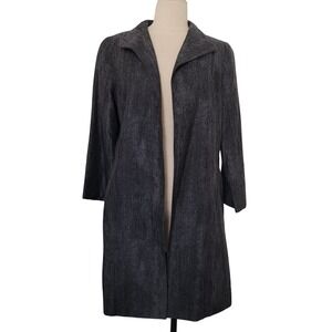 EILEEN FISHER High Collar Coat Sz S Gray Black Metallic Silk Blend Overcoat